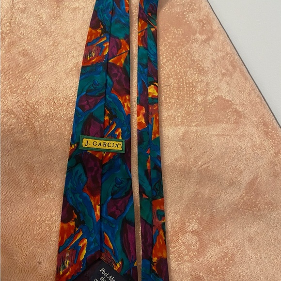 J. Garcia Vibrant Abstract Tie in Teal and Orange - Picture 5 of 8